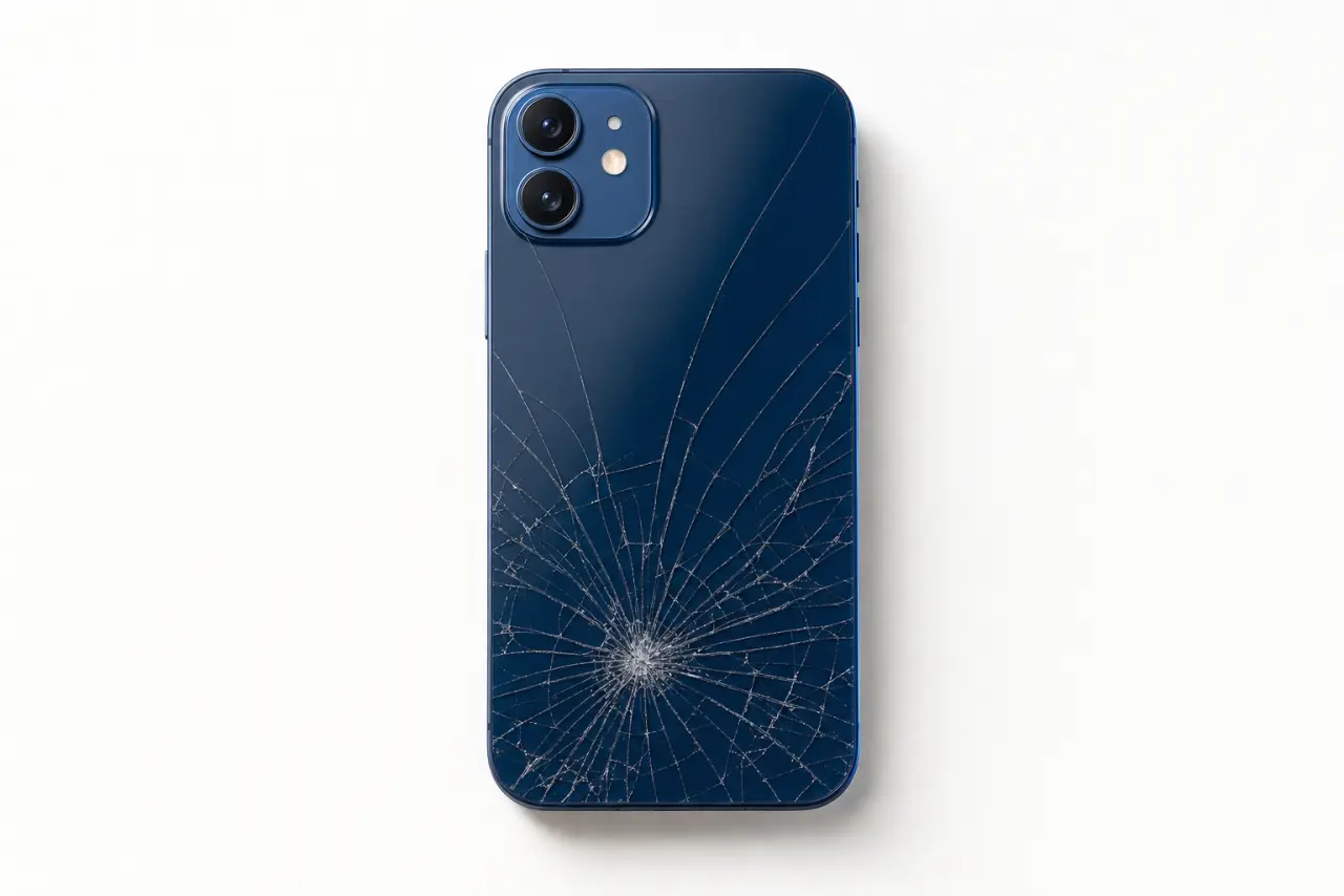 iPhone mit gesplittertem Rückglas