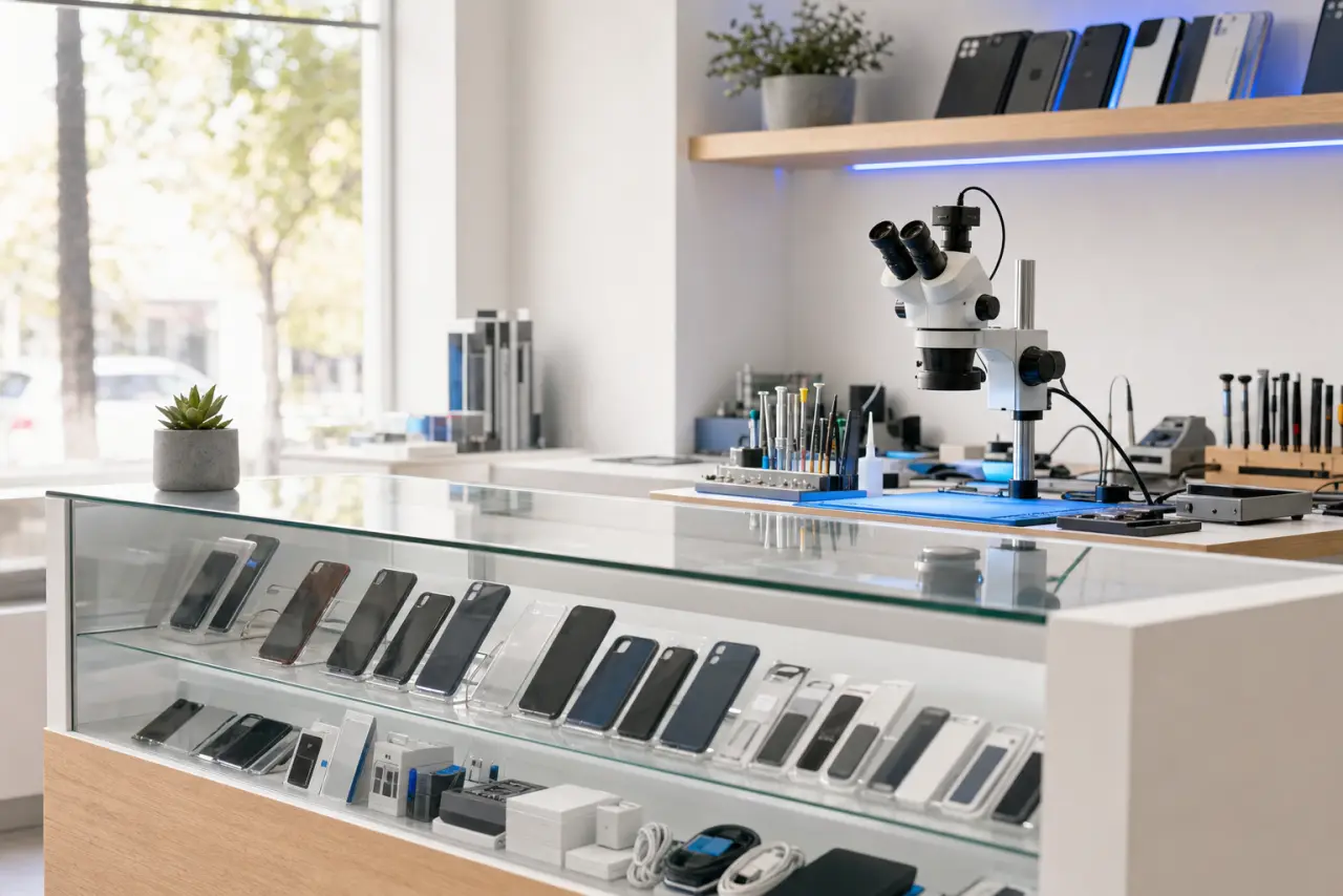 Reparatur-Theke im Handyshop Wiesbaden 24 in der Wellritzstraße